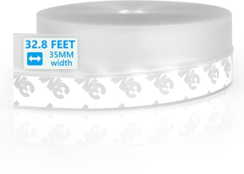 Flintronic Bande d'Etanchéité en Silicone, 10mx35mm Joint Porte, Bande Etancheite Autocollante, Joint de Porte de Douche Cuisine Toilettes | Imperméable Coupe-vent Anti-poussière (Transparent)