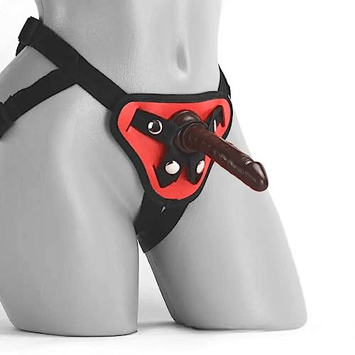 Sexy Emporium Black 5 Inch Pegging Dildo with Strap On Harness (Black, Red)