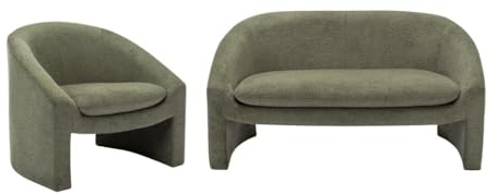 Vente-unique-Sofa 2-Sitzer & Sessel - Stoff - Grün - OSSANA