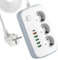 Lotvic Regleta Enchufes con USB, Ladron Enchufe, Enchufe Múltiple USB con 3 Tomas y 6 Carga Rápida, Proteccion Sobretension para Oficina, Cocina, Compatible con Móviles, Blanco