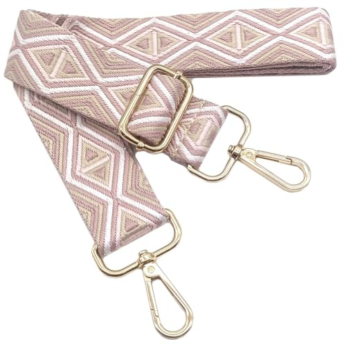 Verstellbarer Schultergurt für Taschen Beige Rosa, Taschengurte zum Wechseln, Taschengurt Breit mit Karabiner Gold, 80-130 cm Tragegurt Tasche für Damen Schulterriemen, Handtasche, 3.8cm, 1203