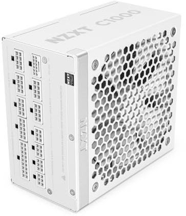 NZXT C1000 Gold ATX 3.1 - Alimentation entièrement modulaire et silencieuse pour Jeux vidéo sur PC - 1000 Watts - 80 Plus Gold - Connecteur 12 V-2x6 - Condensateurs 100% Japonais - Blanc