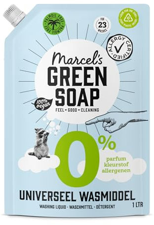 Marcel's Green Soap 0% Washing Liquid Refill - Allergy-Certified - Laundry Detergent - Mircoplastic & Palm-oil Free - Vegan - 95% Biodegradable - 1 Liter