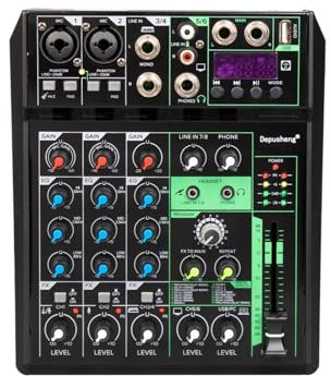 DJ-mixer Professionell 8-kanals ljudmixer Bärbar mixerkonsol 48V Phantom 16DSP Effekt Bluetooth USB PC Spela in gitarr