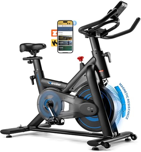 Wenoker inomhusmotionscykel med app,Tyst magnetiskt motstånd Ergocycle,Spinningcykel för konditionsträning hemma,Upp till 160 kg