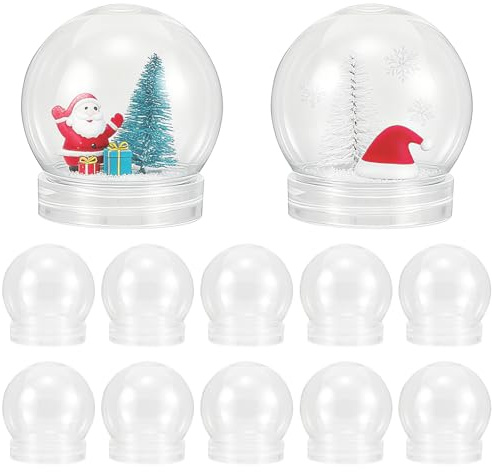 DOITOOL Globi Di Neve Fai Da Te Kit : 20 Globi D'acqua Trasparenti Riutilizzabili Kit Fai Da Te per Di Neve Con Tappi a Vite Di Plastica Riempibili per Lavoretti Oggetti Decorativi Trasparenti