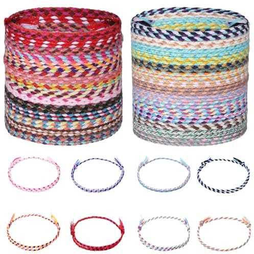 LXUEJIE 30 Stück Gewebte Freundschaftsarmbänder, Bunt Freundschaft Armbänder Verstellbar Surfer Wickelarmband Fußkettchen Dünn Geflochtenes Schnurarmbänder für Frauen Mädchen