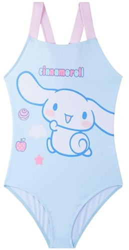 Cinnamoroll Bañador Niña 5-14 Años, Traje de Baño Infantil Una Pieza con Tirantes Ajustables, Ropa de Baño para Playa Piscina, Verano Regalo Niña (6-7 Años, Azul Cinnamoroll)