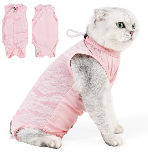 deegbbyi Tutina Gatto Post Operatoria, Body Gatto Post Operatorio Sterilizzazione, Respirant Tuta da Recupero Gatti, Prevenire La Caduta dei Capelli, per Periodo di Svezzamento o Ferite Cutanee