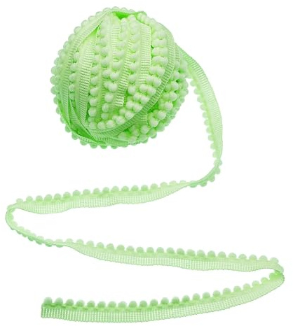Allazone 11 Yard Pom Poms Balls Flecos Trim, Galón con Flecos Bolas de Pompones de Encaje con Pompone para Coser Artesanía DIY Fiesta Decoración, 13mm Verde Claro