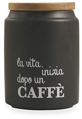 Villa d'Este Home Tivoli Idee Barattolo caffè con Coperchio Bamboo, Nero, (2190703)