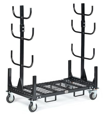 Titan Attachments Mobile Conduit Lumber and Pipe Rack with Eight Bins, Heavy-Duty Rolling Platform Base with Fork Pockets and Locking Caster Wheels, 2,500 LB Capacity, Mobile Roller Dolly