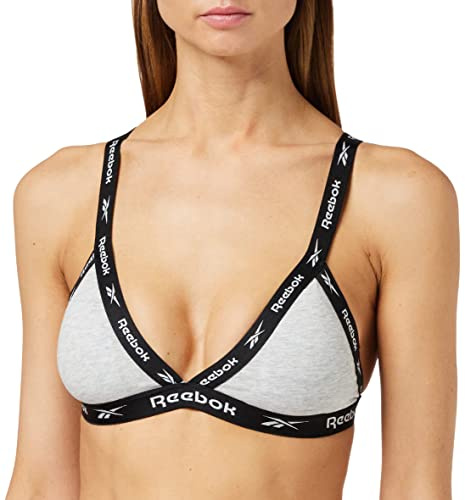 Reebok Donna, Reggiseno, Grigio, Grande