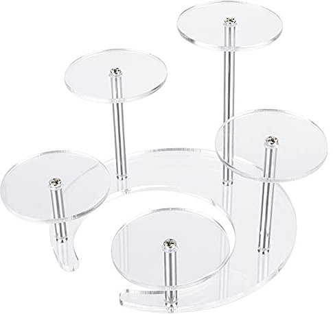 FINGERINSPIRE 5 Tier Transparent Acryl Schmuckständer 11.3x11cm Rotierende Ringe Halter Mondform Basis Schmuck Organizer Dekorative Display Sockel für Juwelen Kosmetik