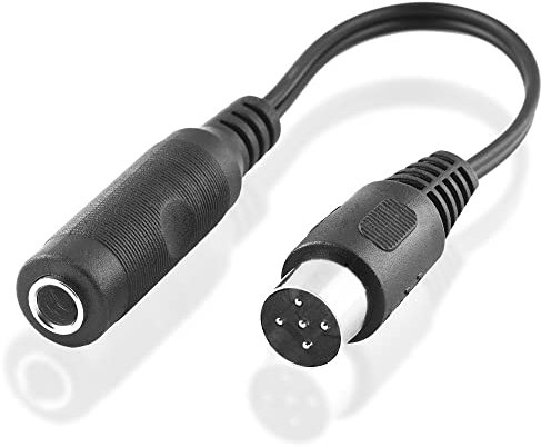 BestPlug 20cm Audio Stereo Kabel Aux in Out, 6,3mm Klinke Buchse Kupplung weiblich auf 5pol Würfel Stecker männlich, Schwarz