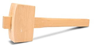 Mazo de madera de haya, martillo de madera de haya, martillo de madera maciza, mazo de tallado de madera, superficie lisa, artesanía en cuero