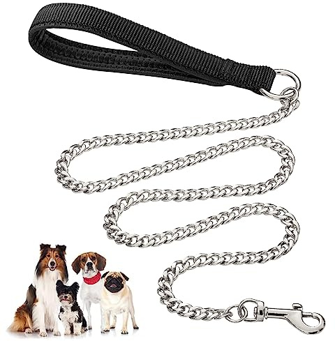 Correa para Perro Cadena de Correa para Mascotas a Prueba de Masticación de 120 cm Mango Acolchado Suave para Perros Grandes y medianos (120cm*3mm)