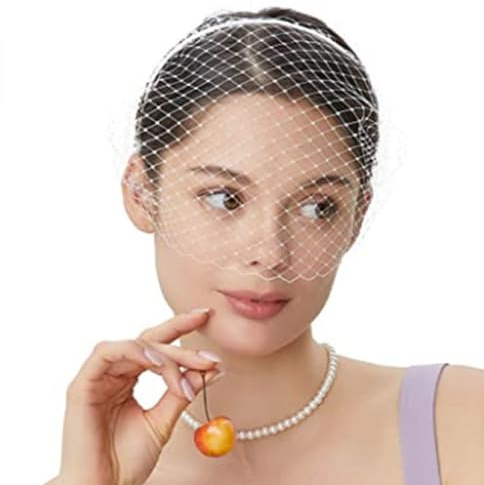 Voile de Cage à Oiseaux et Visage, Voilette Mariée Courte en Maille, Fascinateur Accessoires de Cheveux Rétro, Voile de Strass Dentelle pour Les Femmes de Mariage (Blanc)