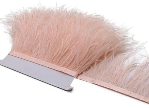 Ostrich Feathers 10-15CM Natural Plumes Selvage Tassel Ribbon for Wedding Dress Decoration 5Meter 10Meter-19 champagne-5meter