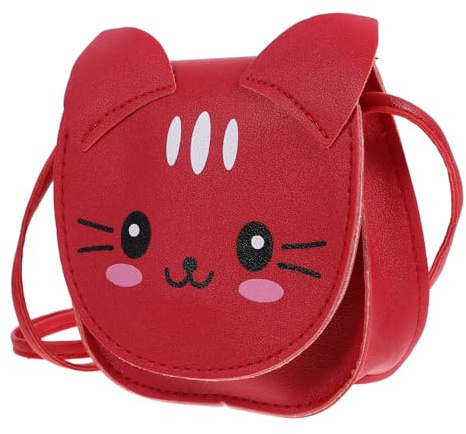 Holibanna Bolso Bandolera Pequeño Gato Adolescente Bolso para Niñas Preadolescentes Piel Sintética Pu Color Rojo para Uso Diario Capacidad Espaciosa