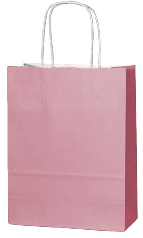 Thepaperbagstore 15 buste di carta per feste in rosa antico con manici – colorate buste regalo per feste di bambini e adulti, compleanni, matrimoni, addii al nubilato e dolci – 18x22x8 cm