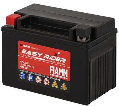 Fiamm Batteria per Moto e Scooter FTX9-12B 8AH 110A, Batteria Easy Rider AGM Technology, Massima Potenza di Avvio,Senza Manutenzione, Già Carica, Pronta all'Uso, Adatta a Scooter, Moto, Moto d'acqua