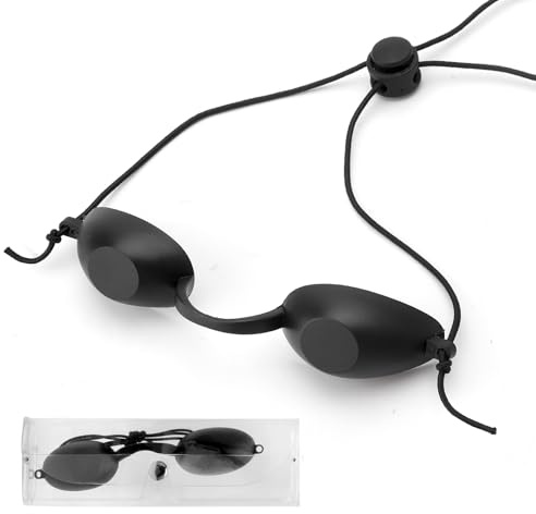 2 gafas de solárium, protección ocular con estuche de almacenamiento transparente, gafas de luz roja, gafas de protección UV infrarrojas, lámpara de luz roja para tratamientos de belleza y protección