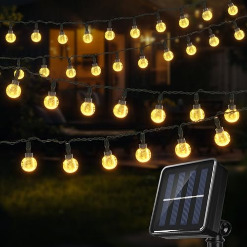 1pc 100/60/40/20LED Solar String Lights Outdoor Waterproof, Crystal Globe Lights with 8 Modes, Solar Powered Patio Lights for Garden Yard Porch Wedding Party Decor (Warm White/Multi-Coloured/White)