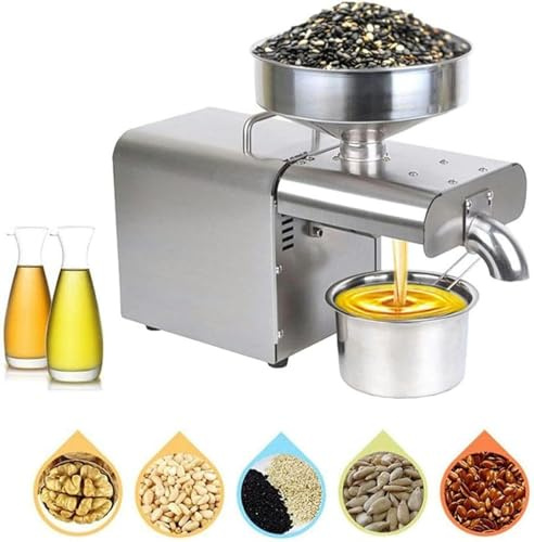 YXFAZPP Automatic Oil Press Machine Extractor Home Commercial Grade Stainless Steel Oil Press Extractor 610W Easily Extract Nut Peanut Sesame Rapeseed Walnut Oil