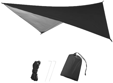 TRIWONDER Tarp Bivouac Imperméable Bâche de Tente Anti-Pluie Tapis de Sol Camping Abri Auvent Parasol pour Randonnée Trekking (Noir)