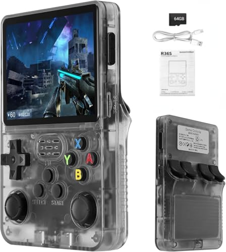 Portable Retro Gaming Console with 3.5-Inch IPS Screen, Linux System, 64GB Storage, 15,000+ Classic Titles, and Long-Lasting Battery, Black