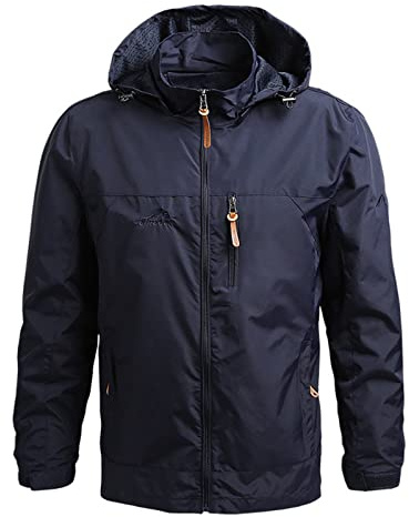 Generico Impermeabile Uomo Antipioggia Trekking Estiva Rain Giubbotto Invernale Lungo Giallo Cappotto Militare Outdoor Parka Da Lavoro Elegante Moto Giubbino Giacca Blu scuro XL