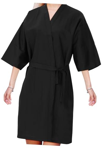 FRCOLOR Vestaglia per Parrucchiere Donna in Materiale Sintetico Nero, Facile da Indossare e Pratica, Design Semplice e Confortevole per Salon Spa