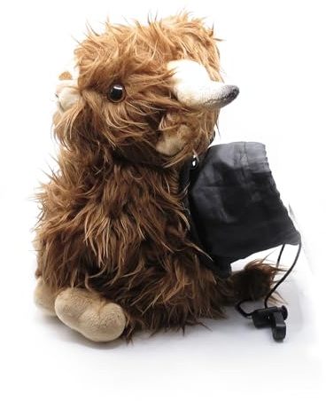 Highland Cow Chalk Bag for Rock Climbing — Cute Stuffed Animal Chalk Holder with Adjustable Belt — Bouldering Gear Gift for Climbers — Drawstring Closure