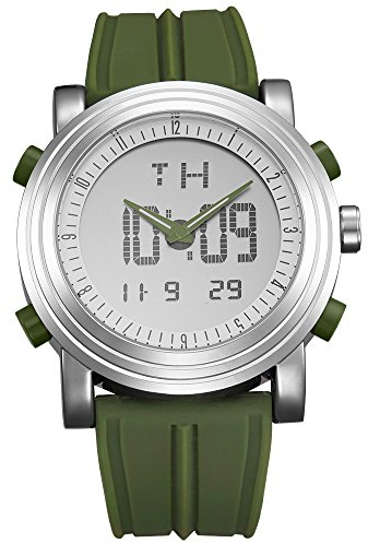 BUREI Digital Herren Uhren Sport Outdoor Armbanduhr Silikon Herren Quarzwerk mit Wecker/Kalender/Stoppuhr/