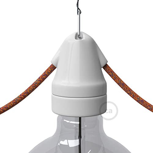 creative cables Kit portalampada E27 in Porcellana Vintage a Doppio Ingresso - Bianco