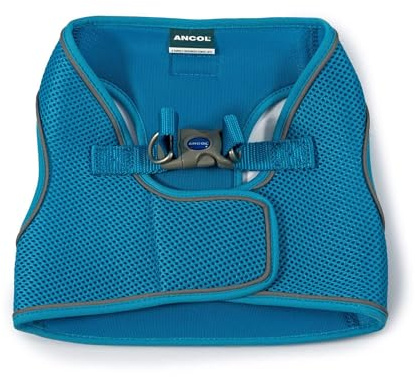 Ancol Viva Step In Dog Harness in Blue - Breathable Reflective Band Weatherproof Pet Accessory - Comfort Puppy Walking Leash - 46-54cm M