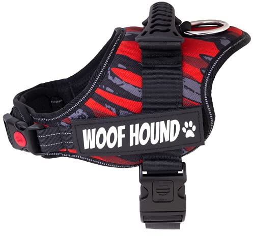 WOOF HOUND - Dog Harness, No Pull, Strong Grip, Adjustable, Reflective, Water Resistant, No Choking, Soft, Padded, Breathable, Light Weight, Rubber Handle, Easy On & Off, For Small Medium Large Dogs