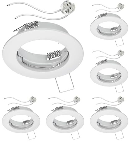 ledscom.de 6 Pieces Ceiling recessed Frame Fere recessed Frame White matt (LED/Halogen/MR16/50mm) incl. GU5.3 Socket