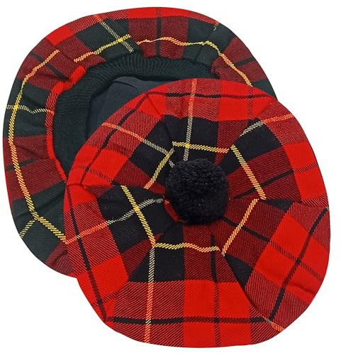 DSS KILTS Scottish Tam O' Shanter Acryl Tartan Wolle Tammy Hut Kilt Zubehör für Herren, Wallace Tartan, Einheitsgröße