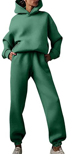 Jogginganzug Damen,Damen Sportanzug Traingsanzug Jogginganzug Set Frauen 2 Teilig Anzug Freizeitanzug Lässige Einfarbig Hoodie Sweatshirt Pullover + Lang Hosen 2 Stück Set Sportswear Outfit