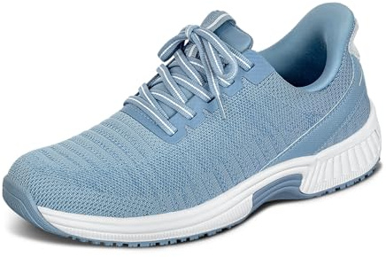 Orthofeet Women's Orthopedic Kita Hands-Free Water-Repellent Slip-On Sneaker, Blue, Size 7
