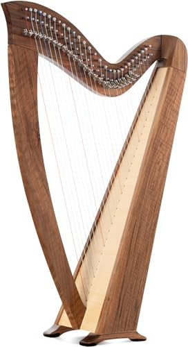 Classic Cantabile H-29 WN Arpa Celta 29 cuerdas, afinada en Mi bemol mayor, con mecanismo de semitono, madera de nogal, incluye funda y 2 llaves de afinación. Altura: 101 cm.