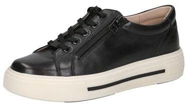 CAPRICE Damen Sneaker flach aus Leder mit Reißverschluss, Schwarz (Black Nappa), 37.5 EU