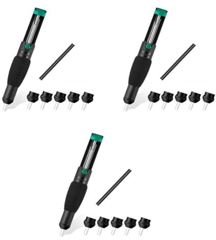 Pyugxab Bomba de Succión para Desoldar de Doble Anillo, Desoldador de Succión Al Vacío de Succión de Soldadura Potente de Plástico con 15 Boquillas Adicionales