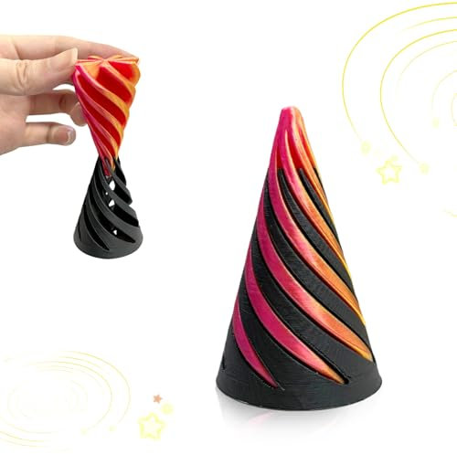 Vordpe Spiral Fidget Spielzeug, 3D Gedrucktes Fidget Spielzeug, Spiralkegel Zahnrad Spinner Zappelspielzeug, für Statue for Desktop Decoration (Kegel)