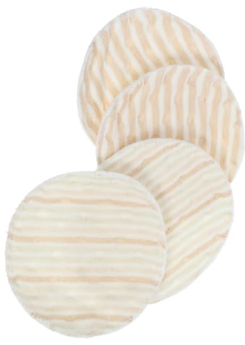 Abaodam Reusable Breastfeeding Pads Washable Bamboo Fiber Absorbent Nursing Pads for Maternity Women Large Capacity Anti-Overflow Breast Cushions 4pcs Brown White Stripe
