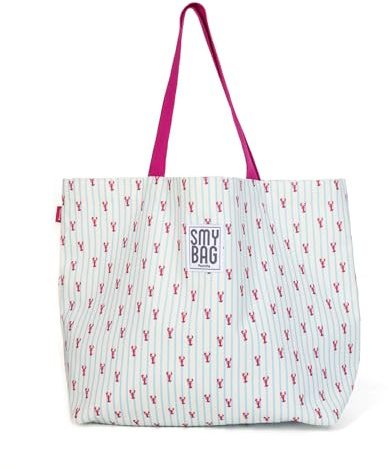 Ponette - Bolsa de Playa Mujer Beach Life – Bolso Playa familiar con Bolsillo Interior – Shopper Verano a Rayas – Bolsa Piscina, Viaje y Gimnasio – 60 x 40 x 19 cm – Marca Española