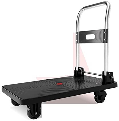 DSeenLeap Chariot à Plate-Forme Pliable pour Camion à Plate-Forme avec poignée en métal Pliable et 4 Roues pivotantes et Fixes pour librairie à Domicile (Roue en PP de Couleur)