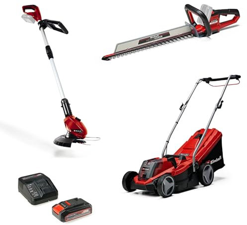 Einhell Akku-Garten-Set Power X-Change (18 V, inkl. Akku-Heckenschere, Akku-Rasentrimmer, Akku-Rasenmäher, 4,0 Ah Akku, 2,5 Ah Akku, Ladegerät)